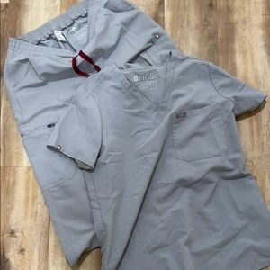 Figs Cement scrub top and pants